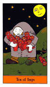 Ten of Imps Tarot card in Halloween deck