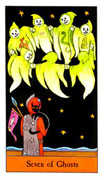 Seven of Ghosts Tarot card in Halloween deck