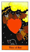 Three of Bats Tarot card in Halloween Tarot deck