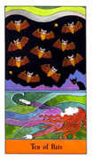 Ten of Bats Tarot card in Halloween deck