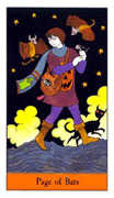 Page of Bats Tarot card in Halloween deck
