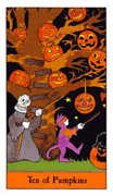 Ten of Pumpkins Tarot card in Halloween deck