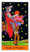 Knight of Pumpkins Tarot card in Halloween deck