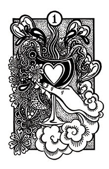 Ace of Cups Tarot card in Heart & Hands Tarot deck