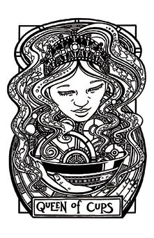 Queen of Cups Tarot card in Heart & Hands Tarot deck
