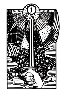 Ace of Swords Tarot card in Heart & Hands Tarot deck