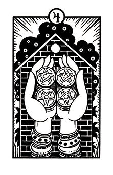 Four of Pentacles Tarot card in Heart & Hands Tarot deck