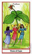 Three of Cups Tarot card in Herbal deck