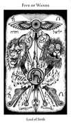 Five of Wands Tarot card in Hermetic deck