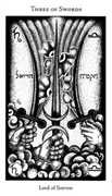 Three of Swords Tarot card in Hermetic deck