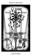 Five of Swords Tarot card in Hermetic deck