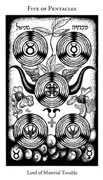 Five of Pentacles Tarot card in Hermetic deck