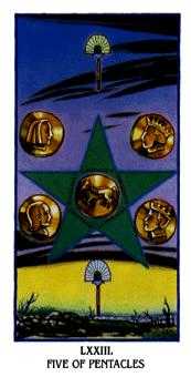 Five of Pentacles Tarot card in Ibis Tarot deck