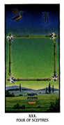 Four of Sceptres Tarot card in Ibis deck