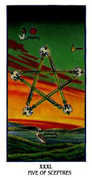 Five of Sceptres Tarot card in Ibis deck