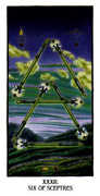 Six of Sceptres Tarot card in Ibis Tarot deck