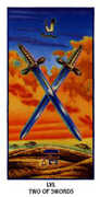 Two of Swords Tarot card in Ibis Tarot deck