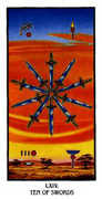 Ten of Swords Tarot card in Ibis Tarot deck