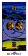 Two of Pentacles Tarot card in Ibis Tarot deck