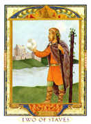 Two of Wands Tarot card in Lovers Path Tarot deck