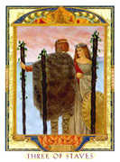 Three of Wands Tarot card in Lovers Path Tarot deck