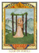 Four of Wands Tarot card in Lovers Path Tarot deck