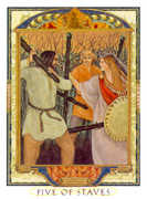 Five of Wands Tarot card in Lovers Path Tarot deck