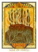 Nine of Wands Tarot card in Lovers Path deck