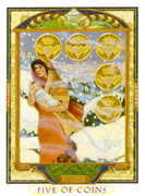 Five of Coins Tarot card in Lovers Path Tarot deck