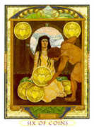 Six of Coins Tarot card in Lovers Path Tarot deck