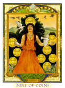 Nine of Coins Tarot card in Lovers Path Tarot deck