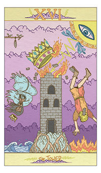 The Tower Tarot card in Luna Sol Tarot deck