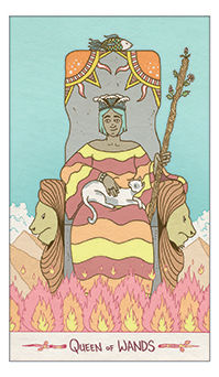Queen of Wands Tarot card in Luna Sol Tarot deck