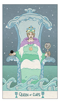 Queen of Cups Tarot card in Luna Sol Tarot deck