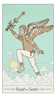 Knight of Swords Tarot card in Luna Sol Tarot deck