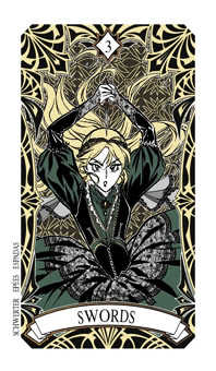 Three of Swords Tarot card in Magic Manga Tarot deck