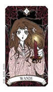 Three of Wands Tarot card in Magic Manga Tarot deck