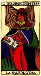The High Priestess Tarot card in Marseilles Tarot deck