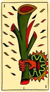 Ace of Wands Tarot card in Marseilles Tarot deck