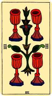 Four of Cups Tarot card in Marseilles Tarot deck