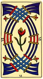 Six of Swords Tarot card in Marseilles Tarot deck