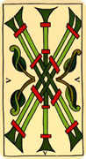 Five of Wands Tarot card in Marseilles deck