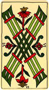 Six of Wands Tarot card in Marseilles deck