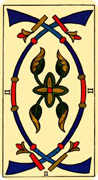 Two of Swords Tarot card in Marseilles Tarot deck