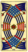 Eight of Swords Tarot card in Marseilles Tarot deck