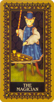 The Magician Tarot card in Medieval Cat Tarot deck