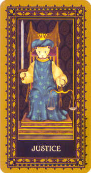 Justice Tarot card in Medieval Cat Tarot deck