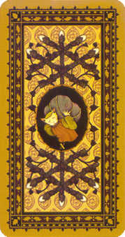 Ten of Wands Tarot card in Medieval Cat Tarot deck