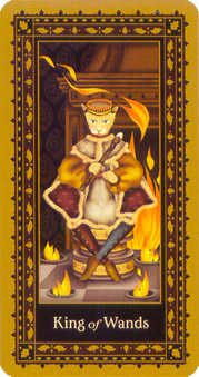 King of Wands Tarot card in Medieval Cat Tarot deck