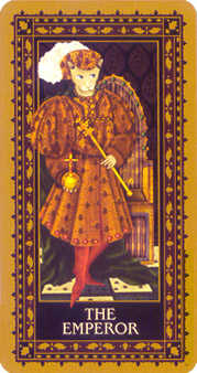 The Emperor Tarot card in Medieval Cat Tarot deck